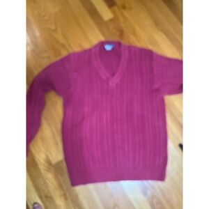 Vtg Lands' End Cable Knit Sweater V-Neck Long Sleeve Preppy Style L 14-16